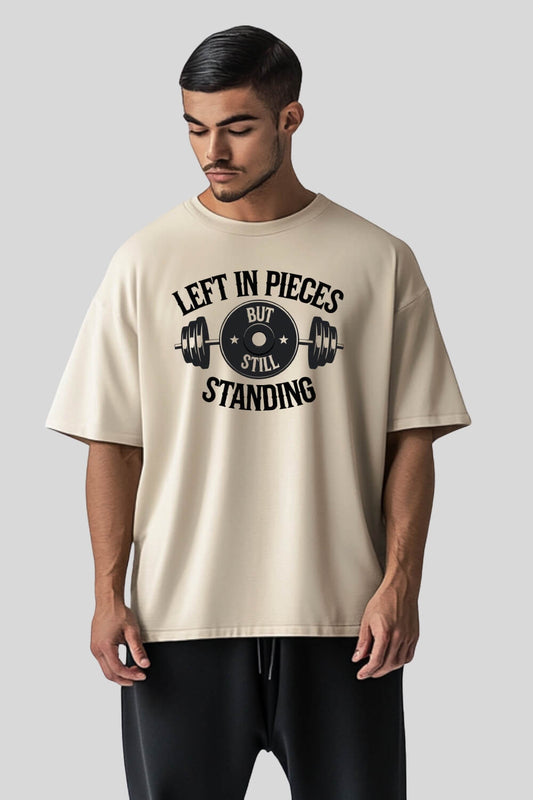 Frontansicht Standing Oversize T-Shirt Sand für Männer und Frauen