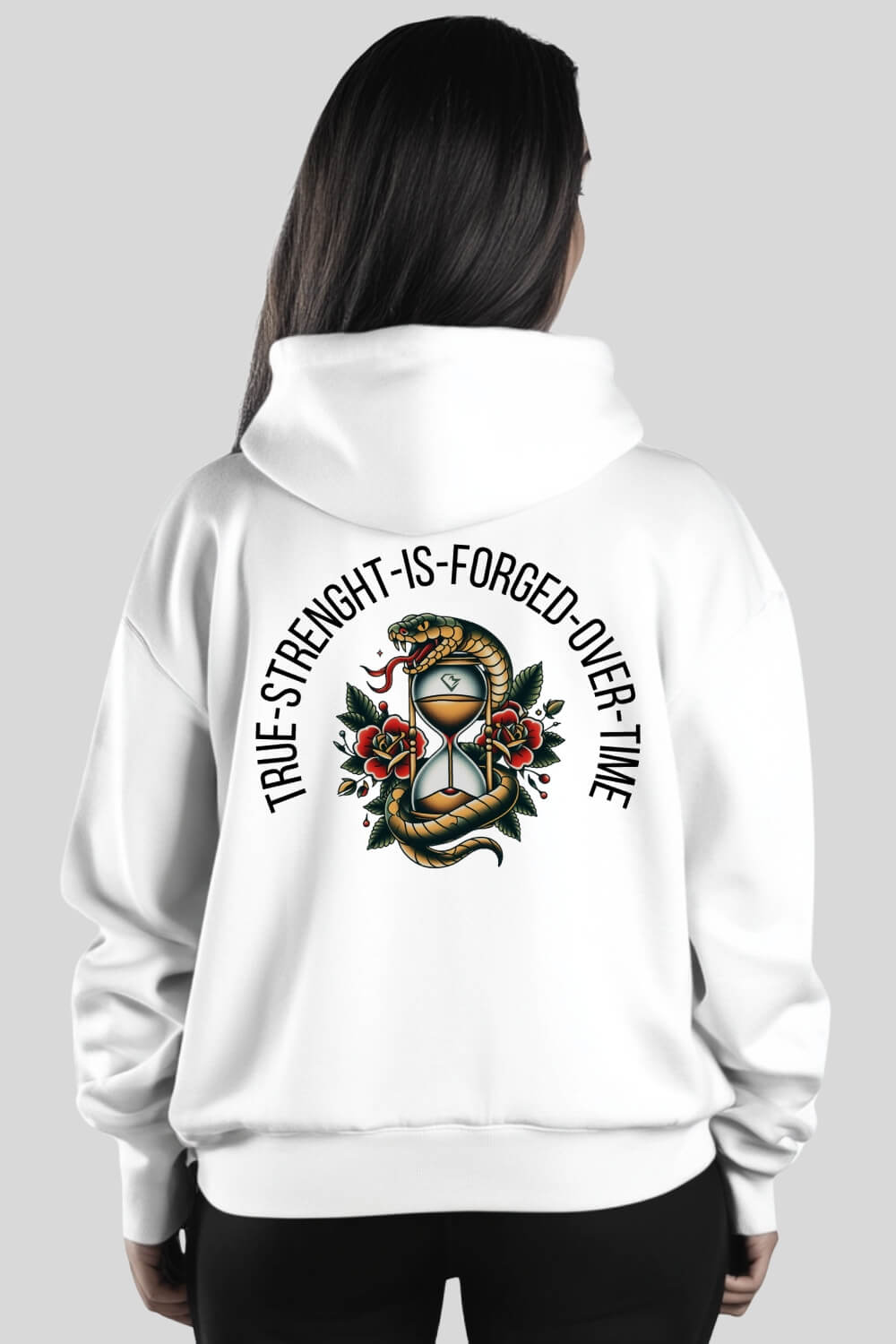 Back Strength Oversize Hoodie White für Männer und Frauen