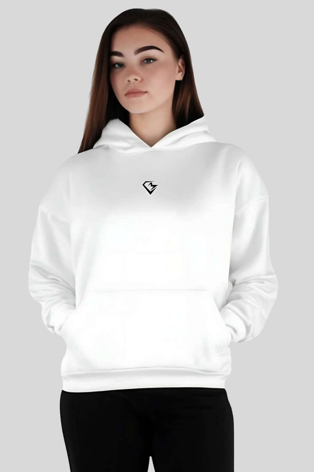 Front Strength Oversize Hoodie White für Männer und Frauen