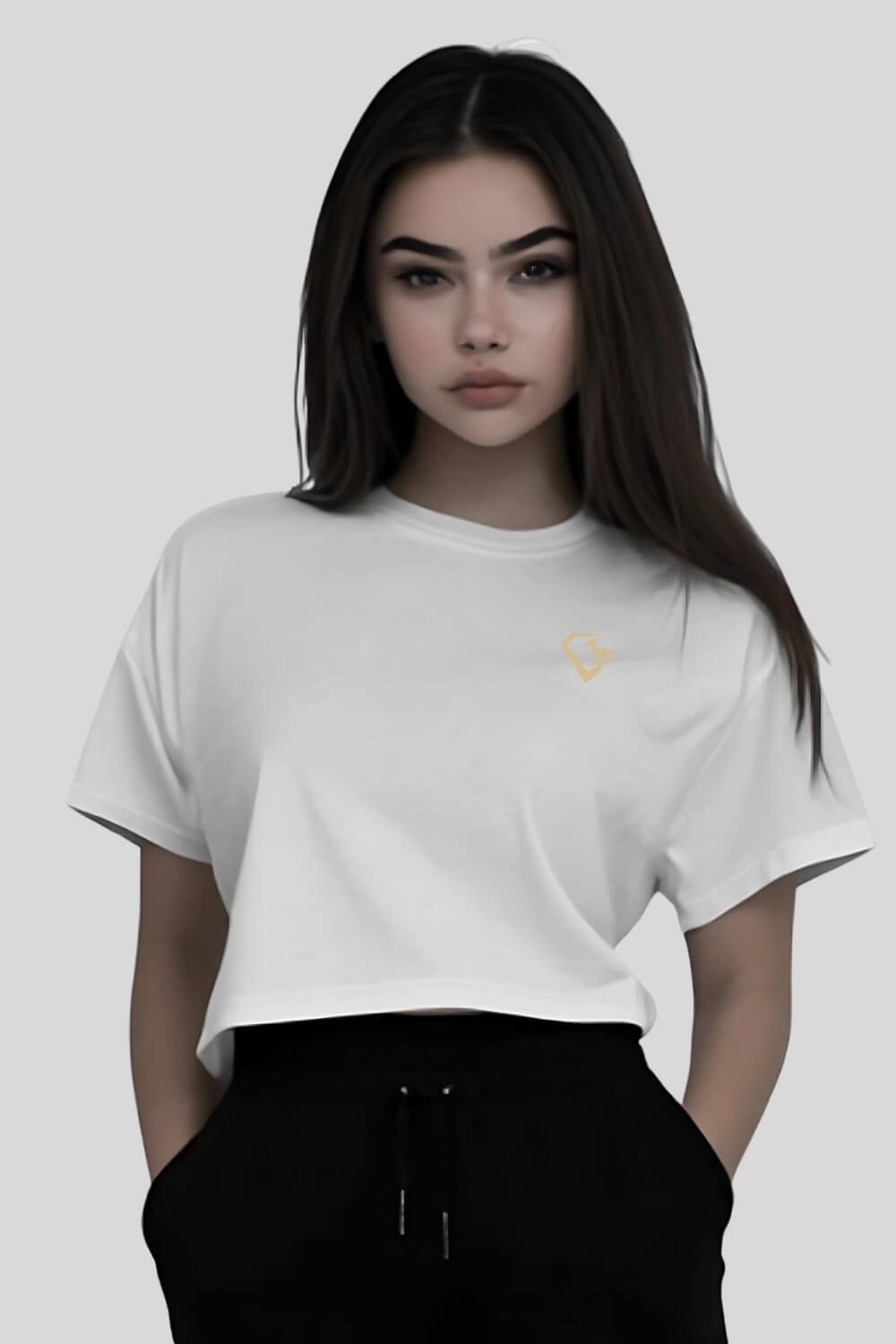 Frontansicht Tiger Oversize Crop Top White für Frauen