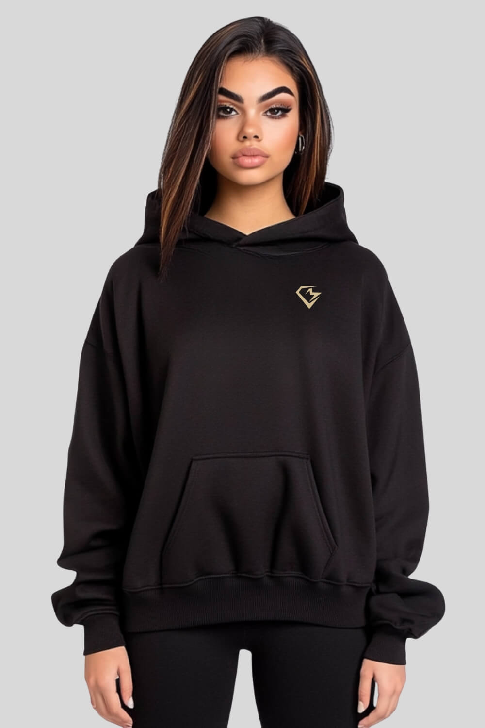 Front Tiger Oversize Hoodie Black für Männer und Frauen