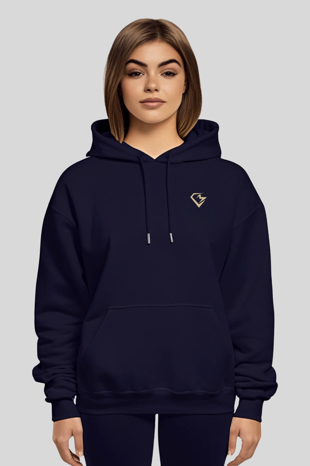 Front Tiger Oversize Hoodie Navy für Männer und Frauen