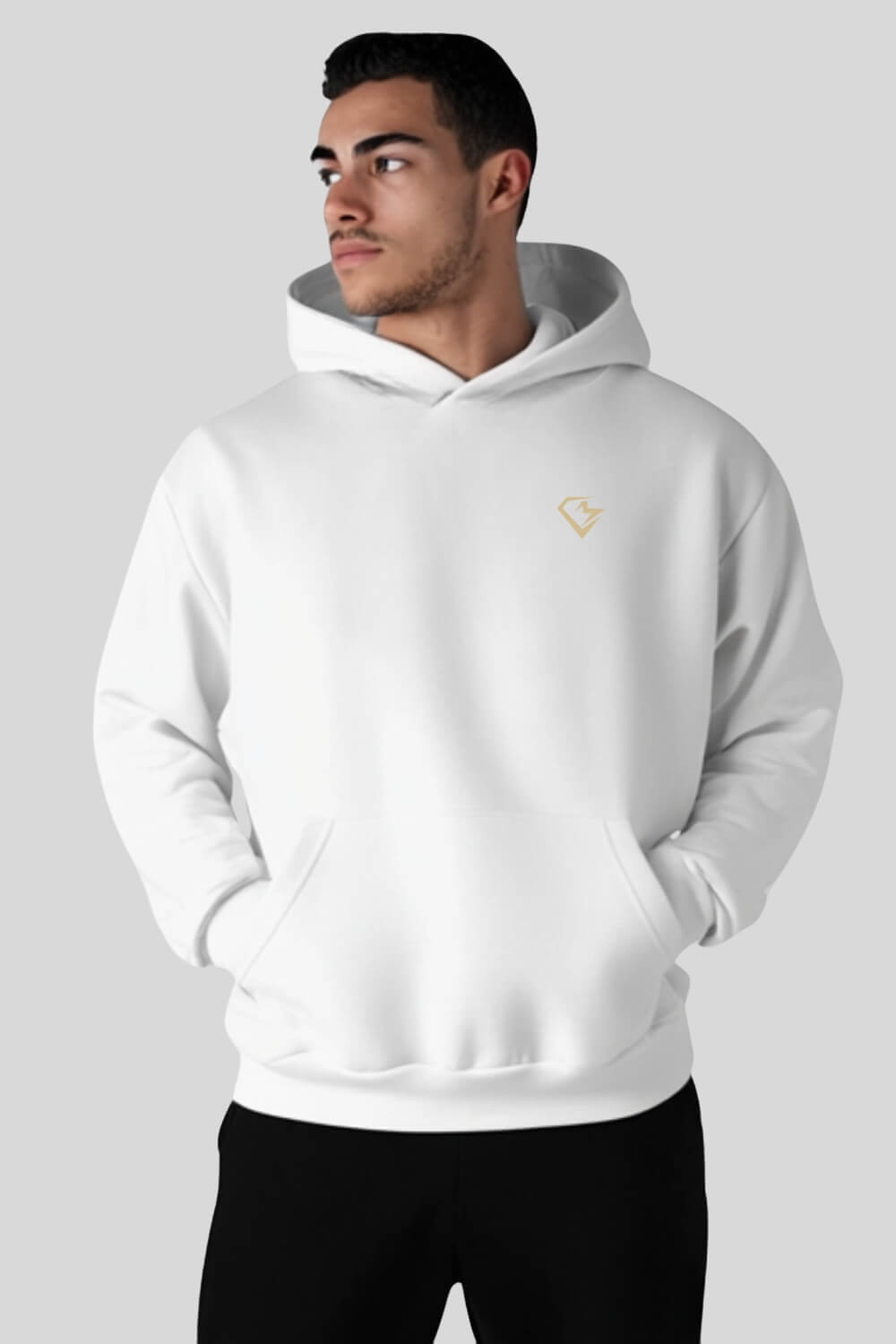 Frontansicht Tiger Oversize Hoodie White für Männer und Frauen