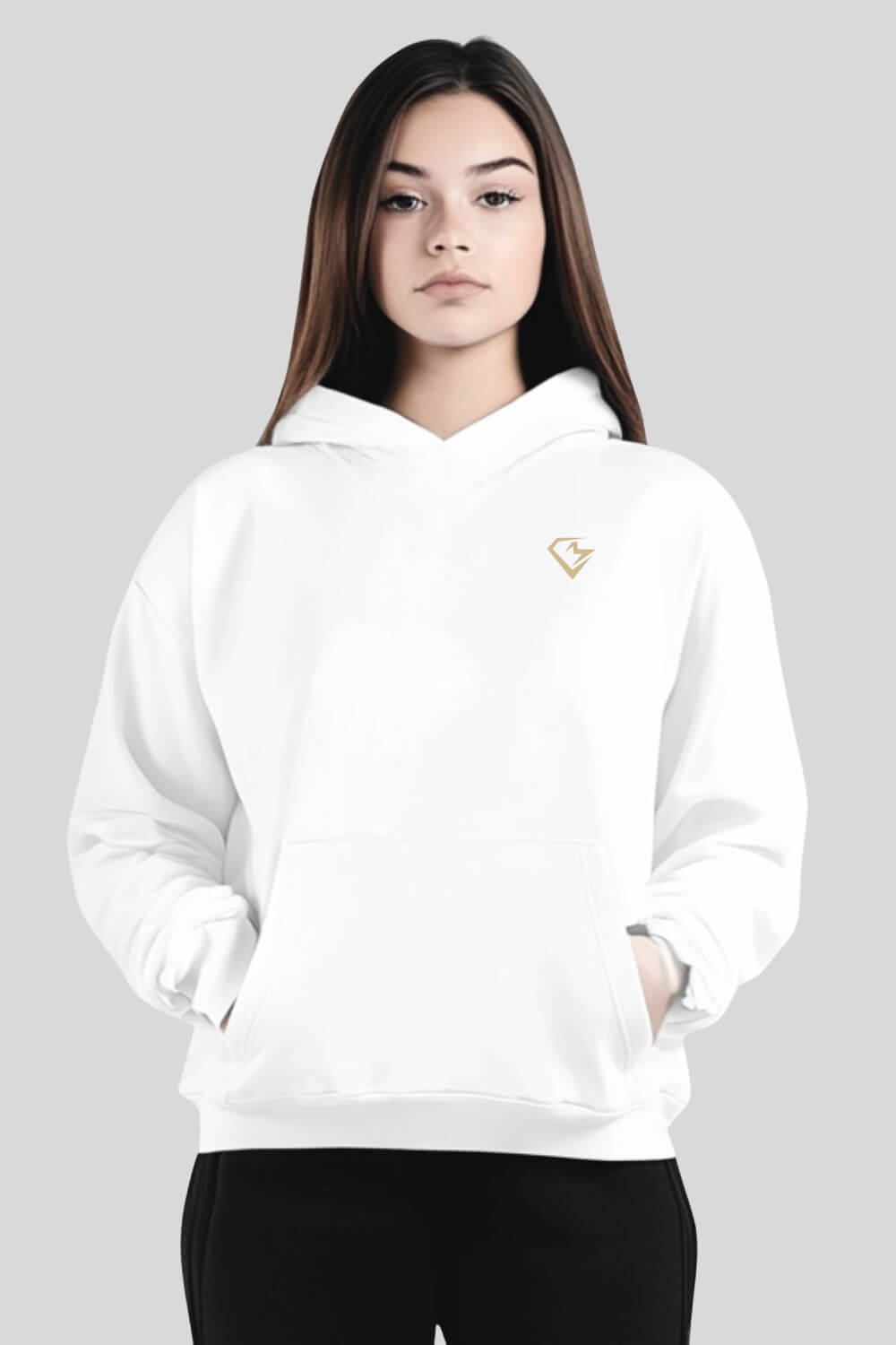 Front Tiger Oversize Hoodie White für Männer und Frauen