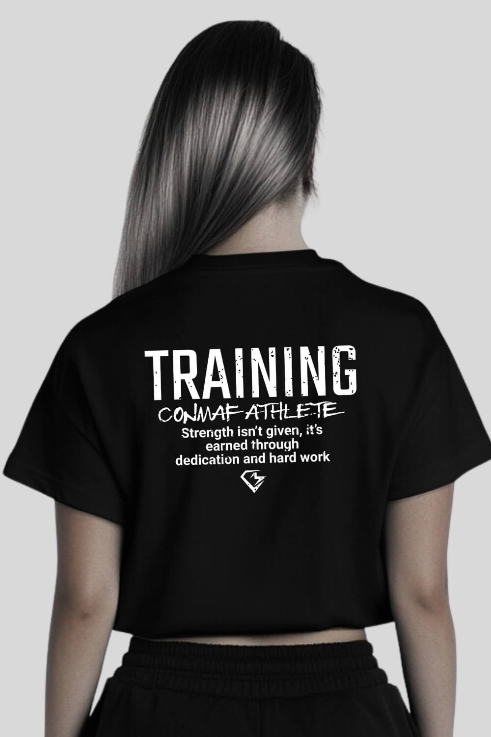 Rückansicht Training Oversize Crop Top Black für Frauen