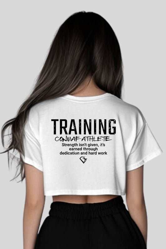 Rückansicht Training Oversize Crop Top White für Frauen