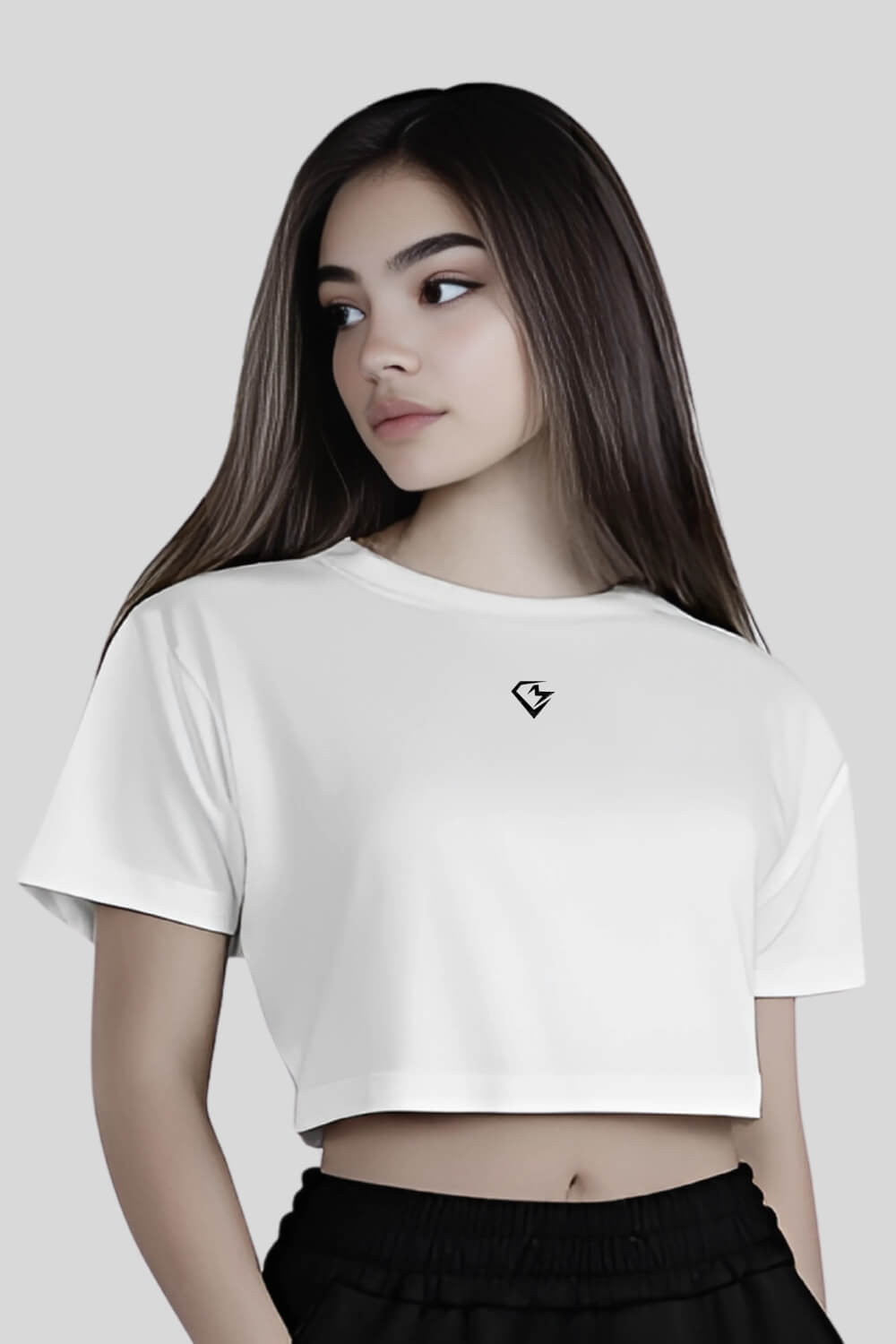 Frontansicht Training Oversize Crop Top White für Frauen