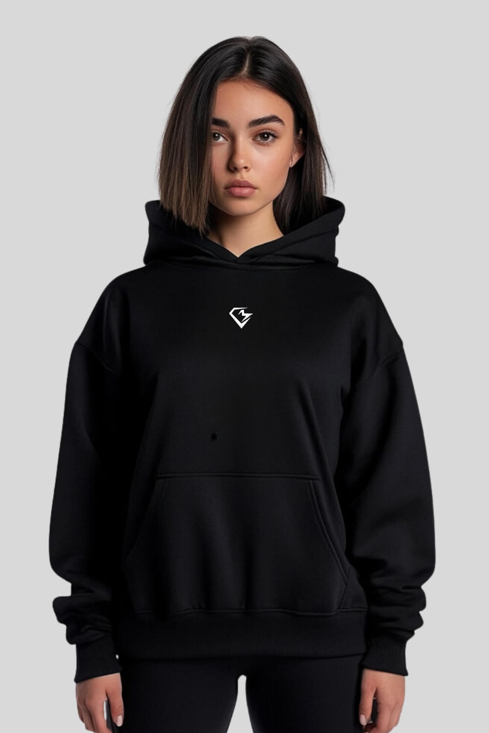 Front Training Oversize Hoodie Black für Männer und Frauen