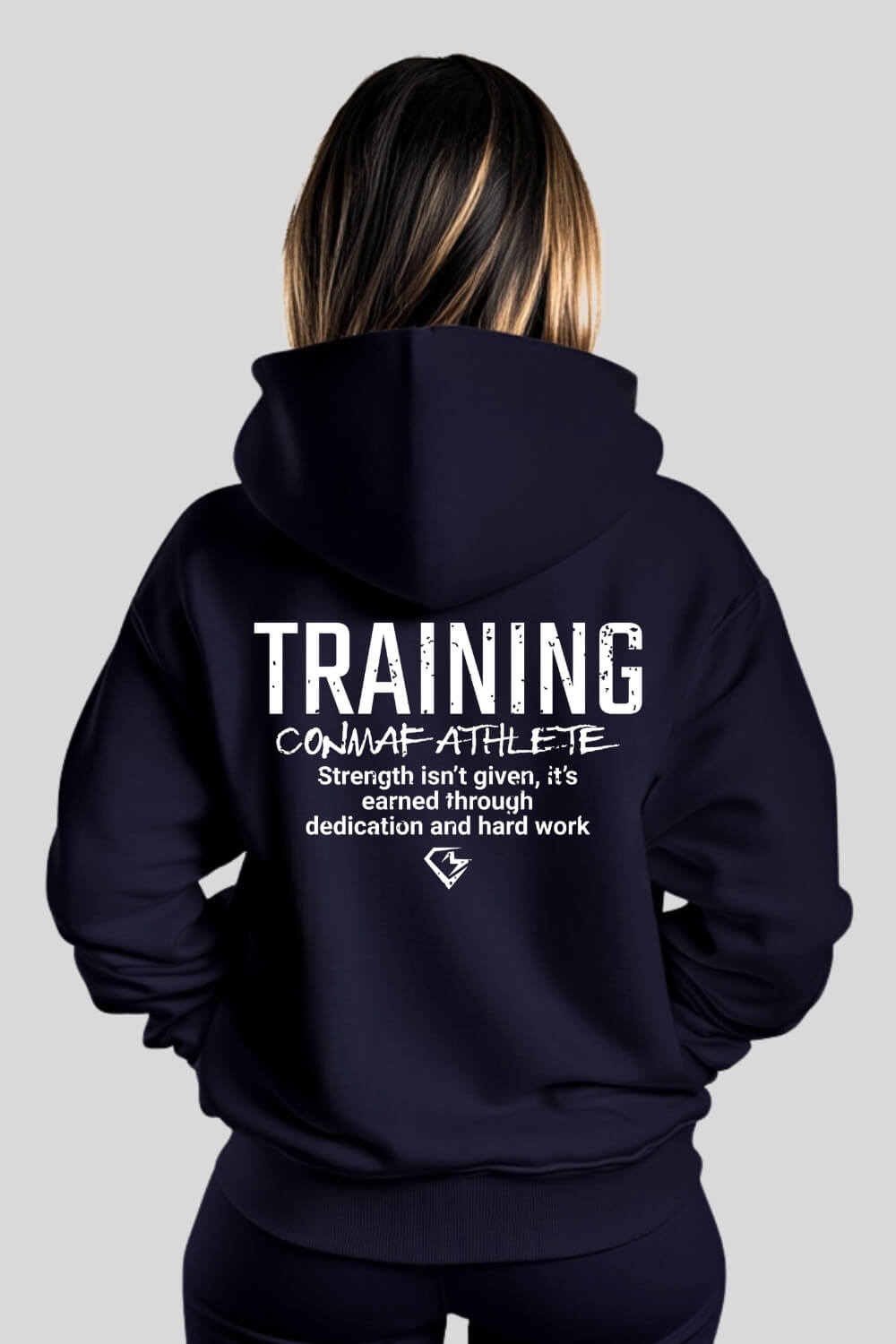 Back Training Oversize Hoodie Navy für Männer und Frauen