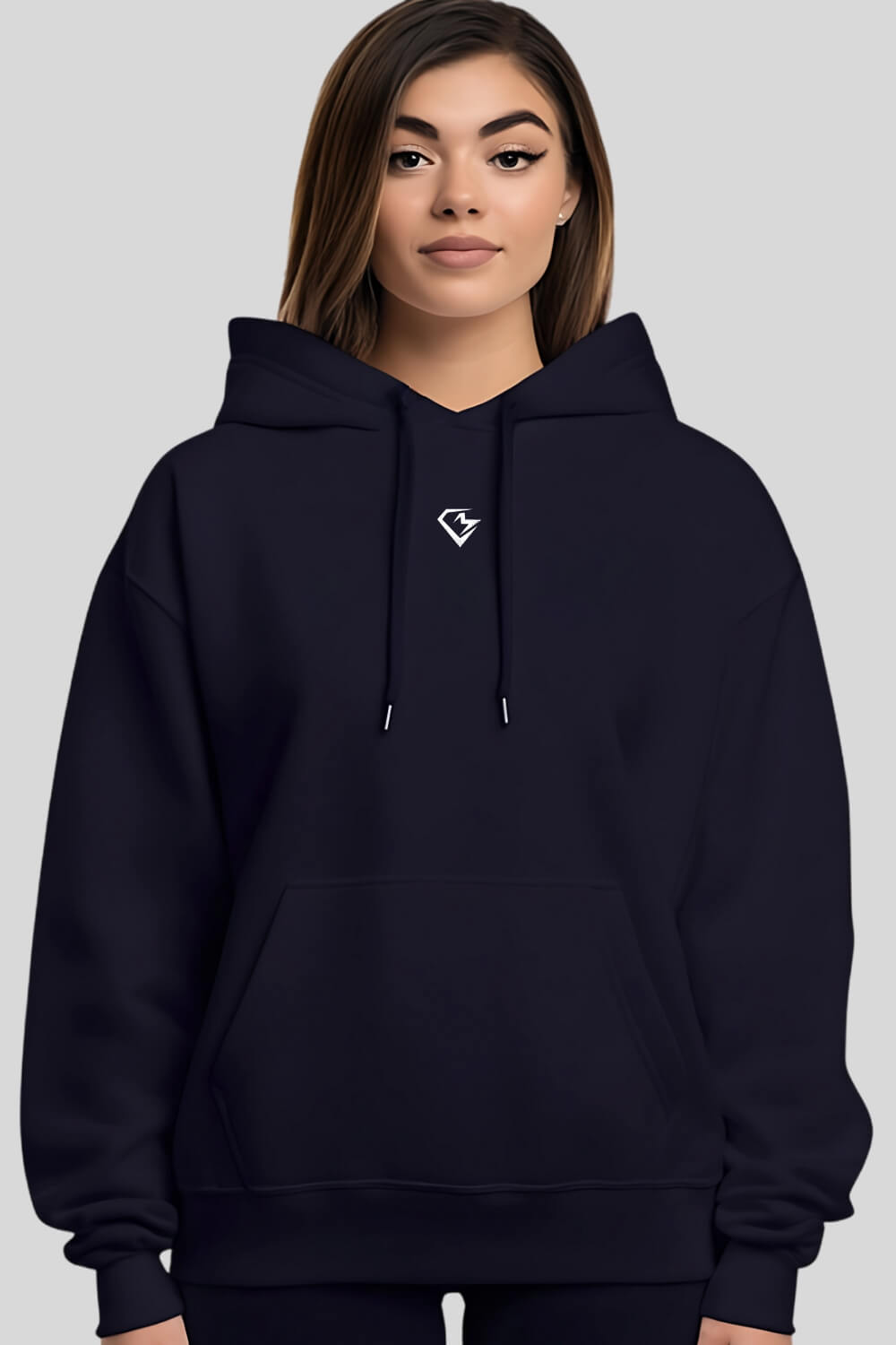 Front Training Oversize Hoodie Navy für Männer und Frauen