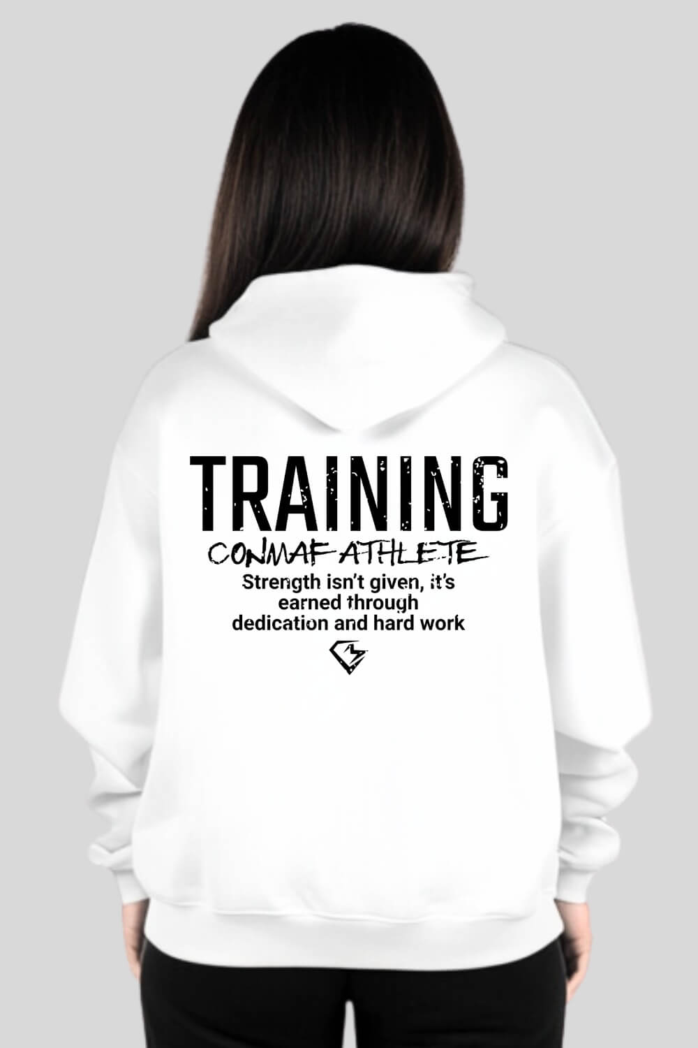 Back Training Oversize Hoodie White für Männer und Frauen