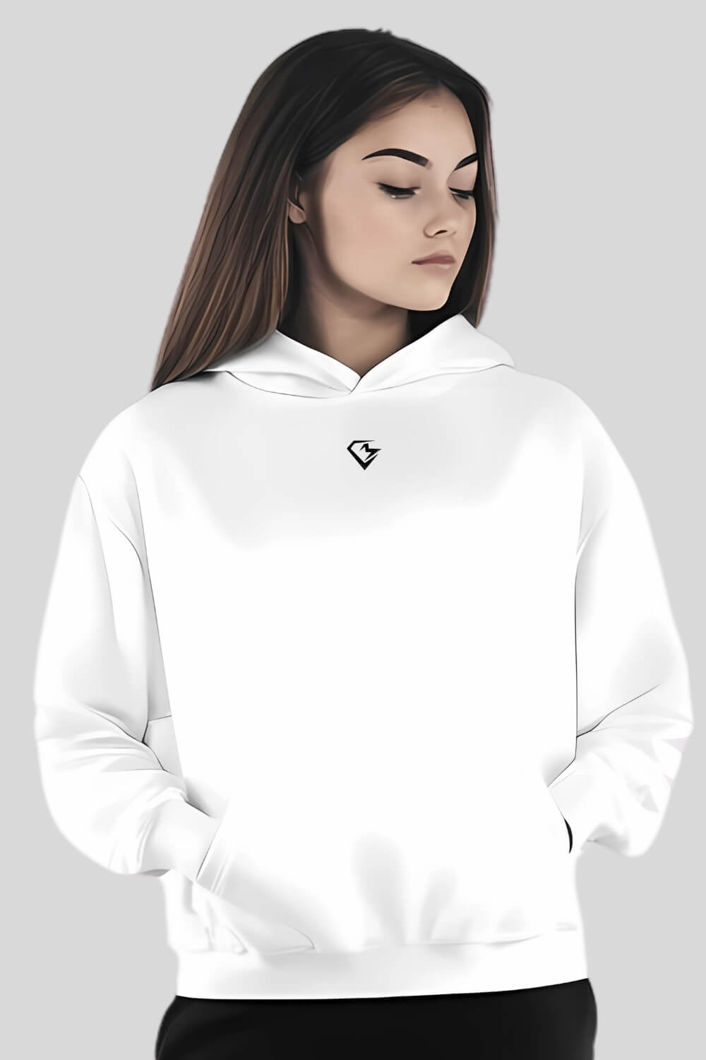 Front Training Oversize Hoodie White für Männer und Frauen