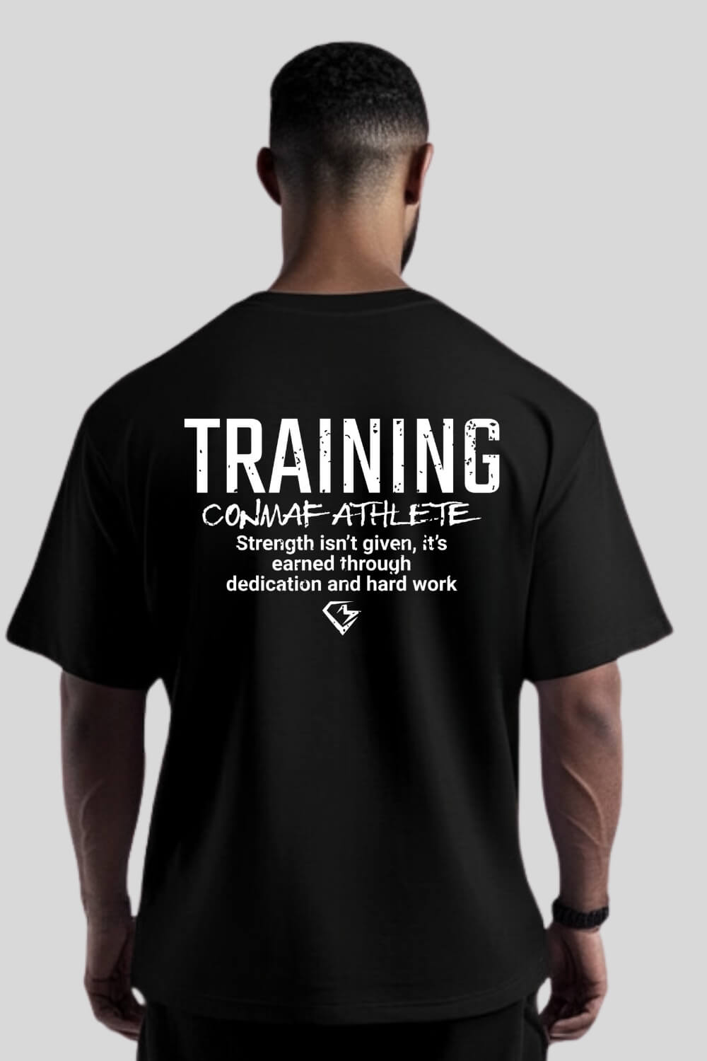 Rückansicht Training Oversize T-Shirt Black für Männer und Frauen