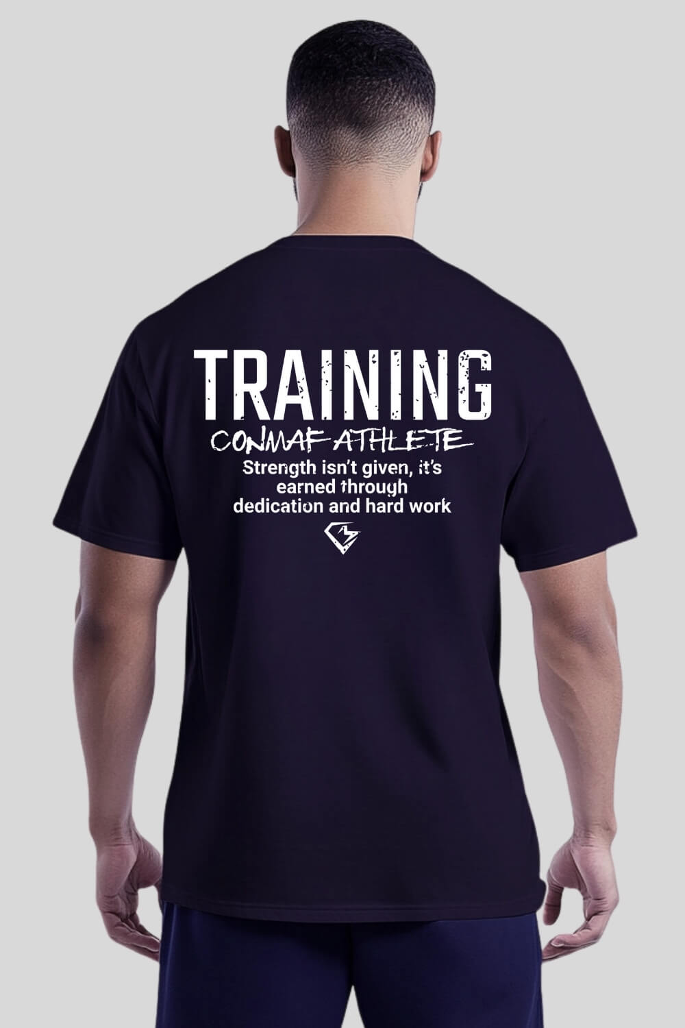 Rückansicht Training Oversize T-Shirt Navy für Männer und Frauen