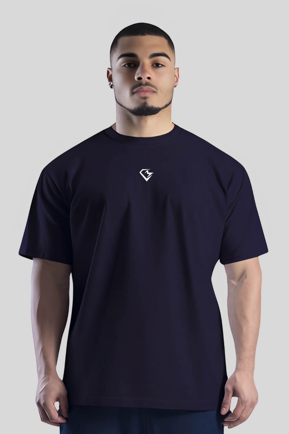 Frontansicht Training Oversize T-Shirt Navy für Männer und Frauen