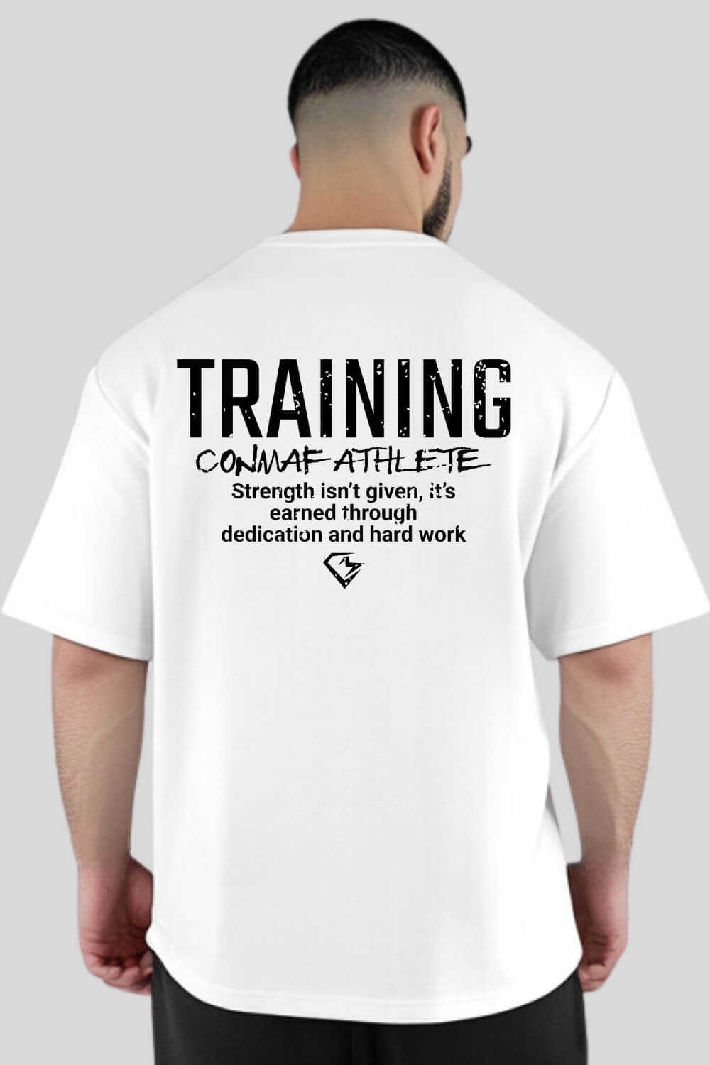 Rückansicht Training Oversize T-Shirt White für Männer und Frauen