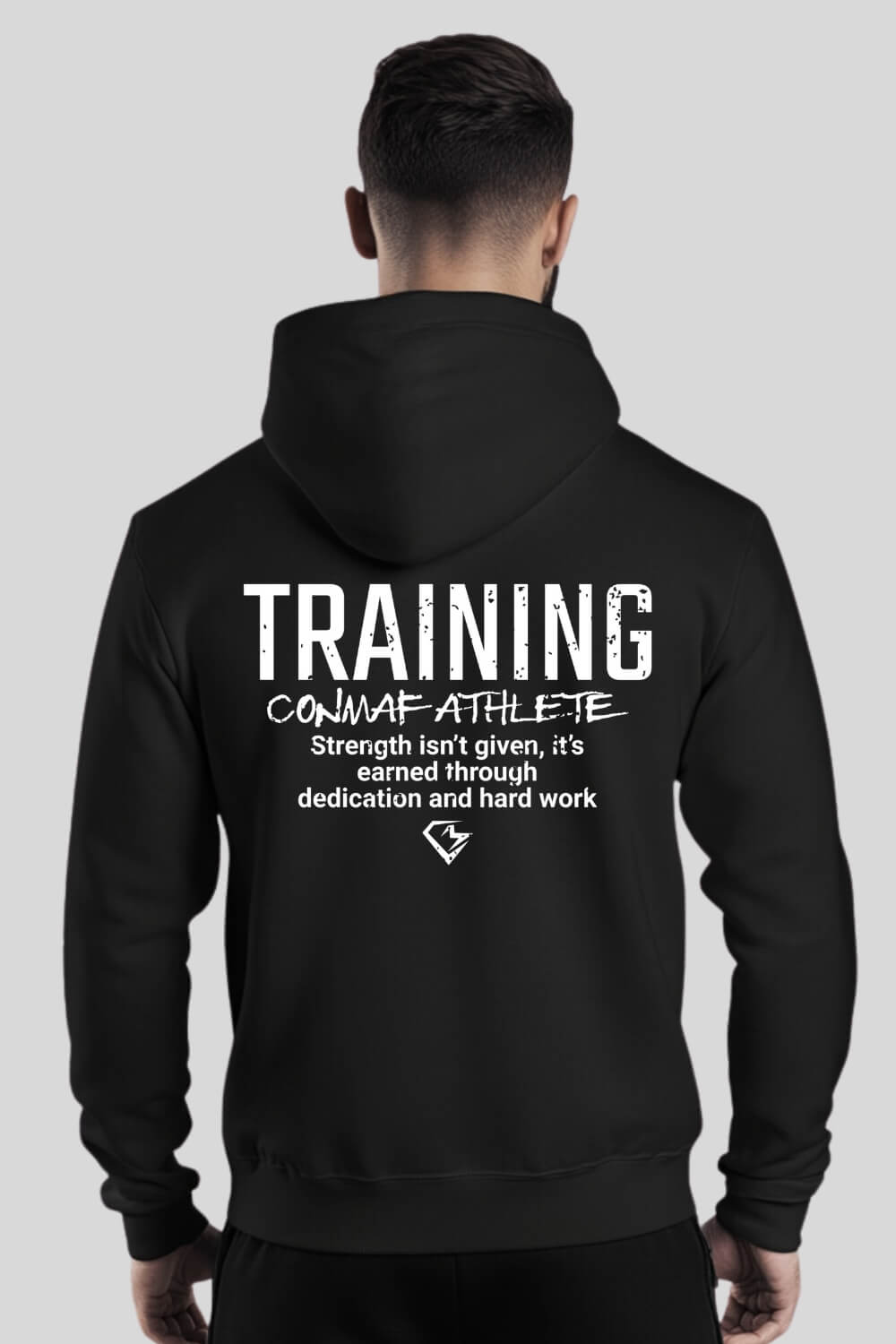 Rückansicht Training Zipper Black für Männer und Frauen