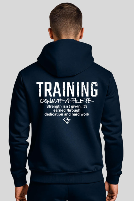 Rückansicht Training Zipper Navy für Männer und Frauen