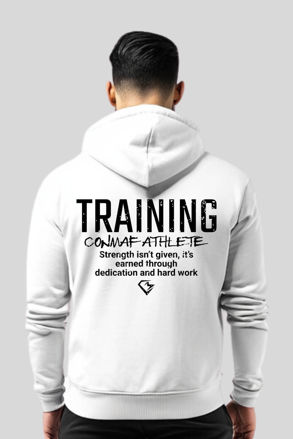 Rückansicht Training Zipper White für Männer und Frauen