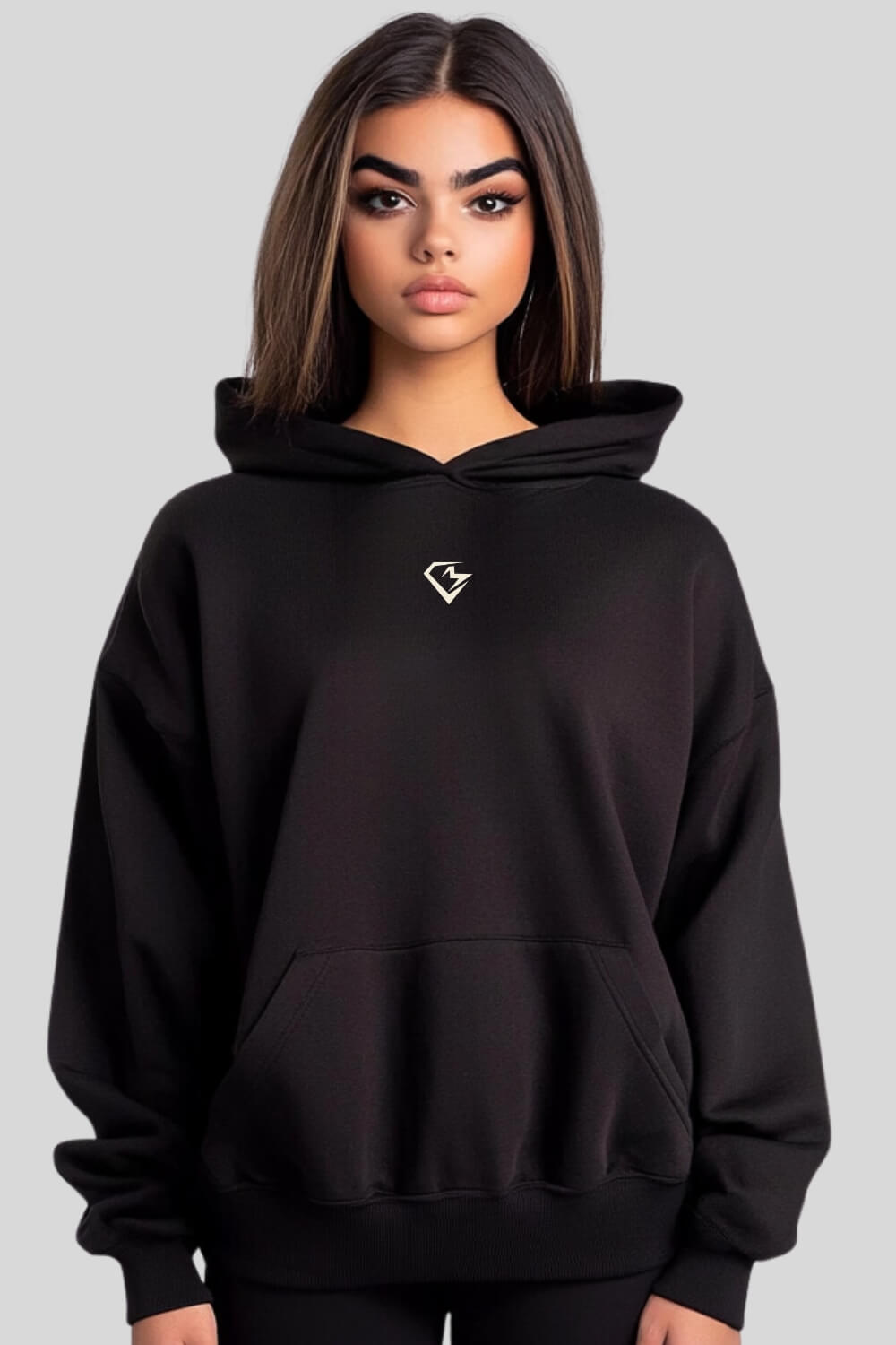 Front Unleash Oversize Hoodie Black für Männer und Frauen