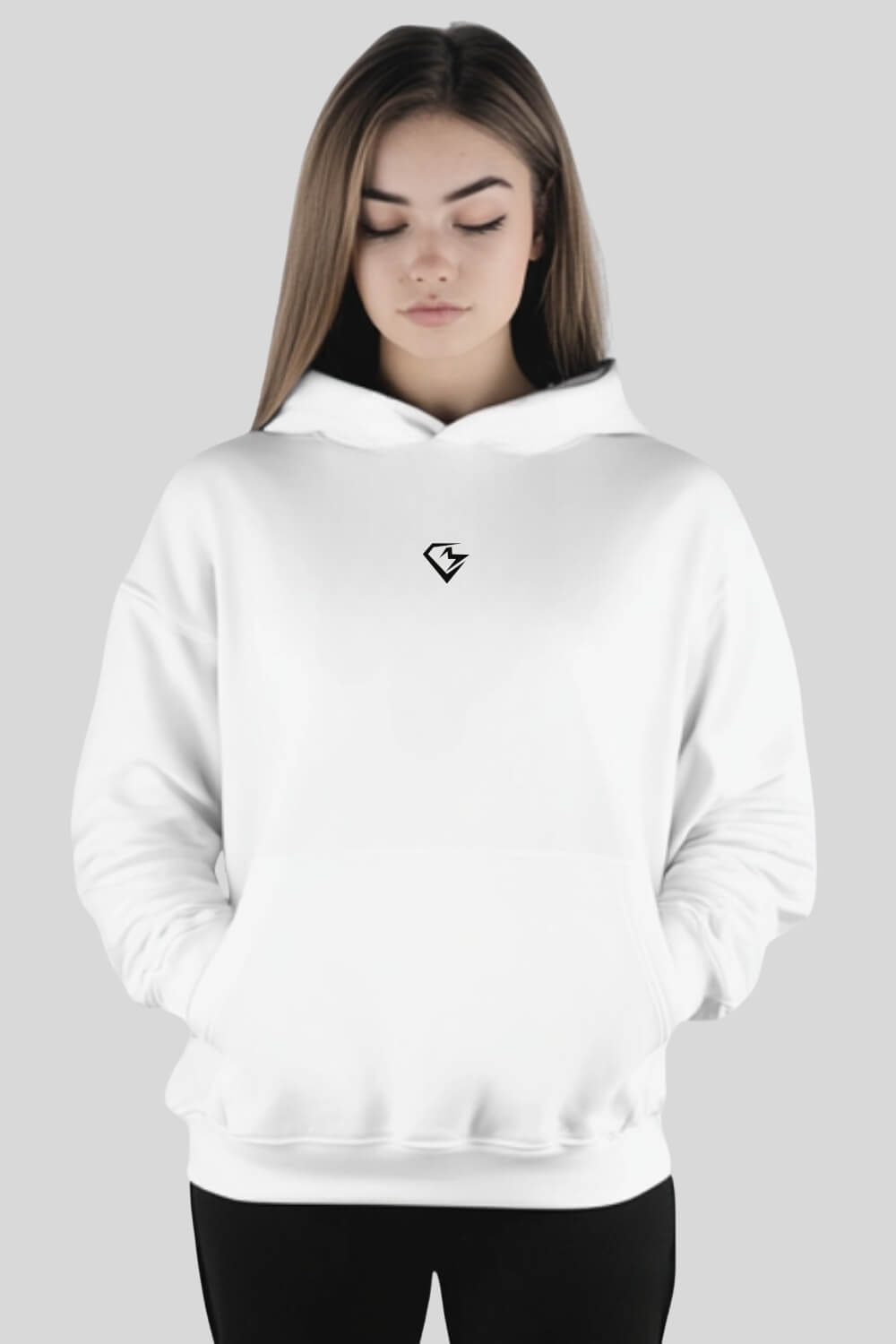 Front Unleash Oversize Hoodie White für Männer und Frauen