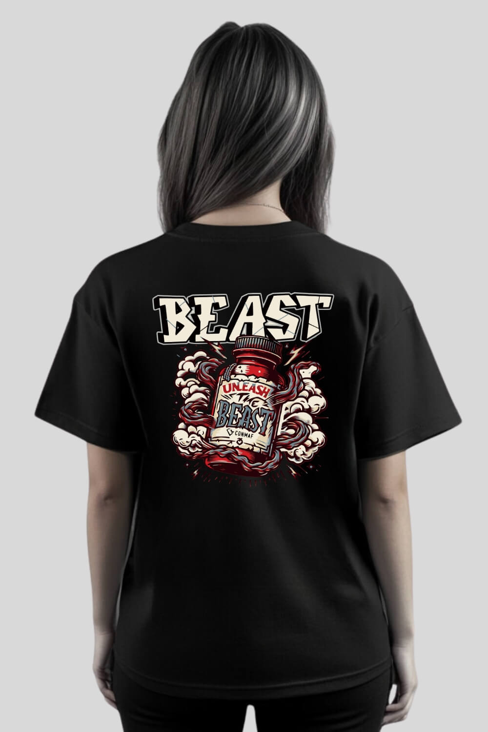 Back Unleash Oversize T-Shirt Black für Männer und Frauen