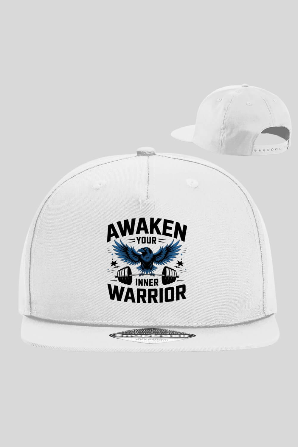 Frontansicht Warrior Cap White Snapback für Männer und Frauen