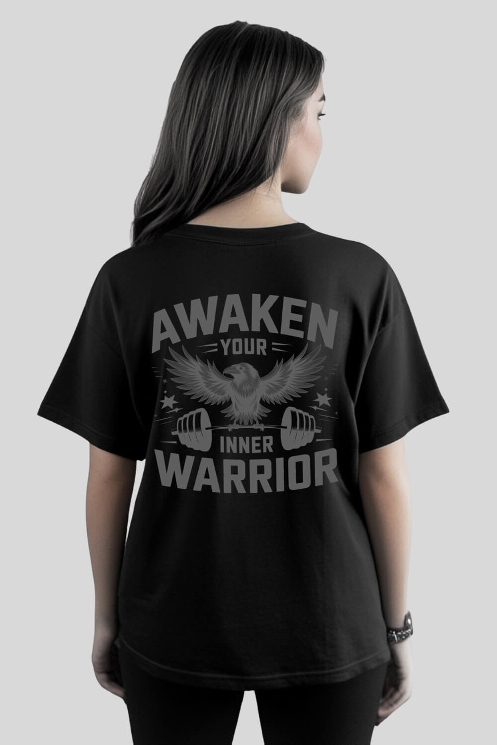 Back Warrior Oversize T-Shirt Black für Männer und Frauen