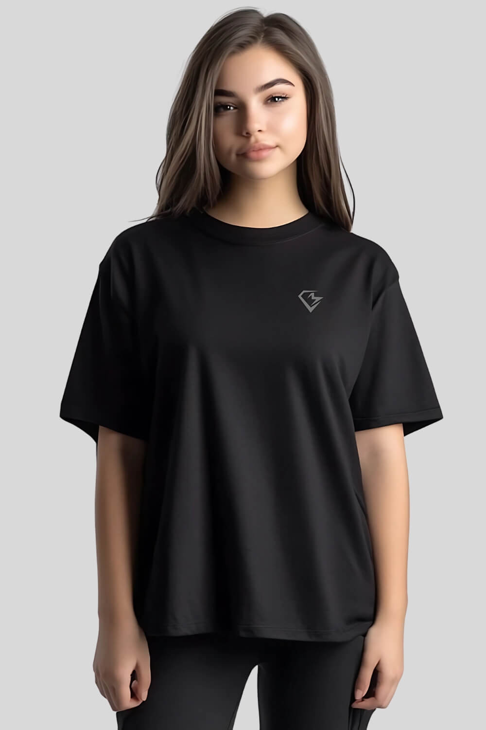 Front Warrior Oversize T-Shirt Black für Männer und Frauen