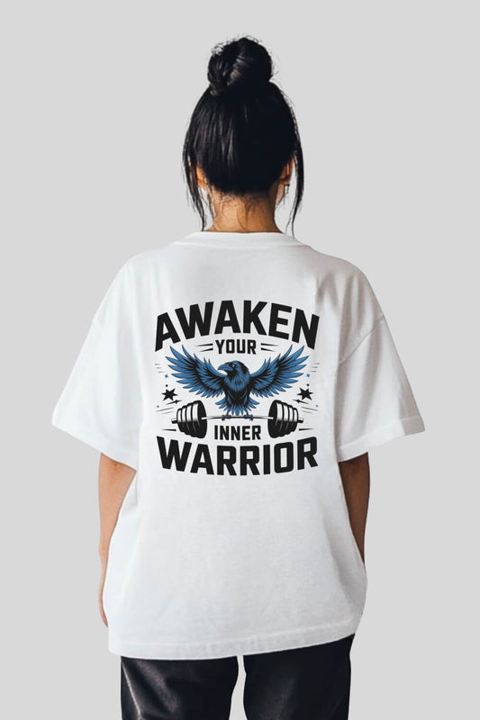 Back Warrior Oversize T-Shirt White für Männer und Frauen