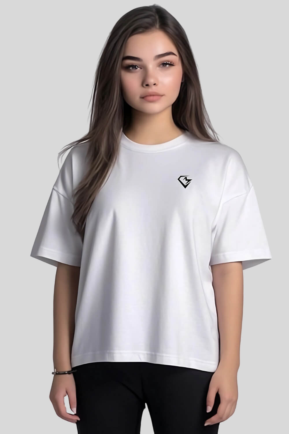 Front Warrior Oversize T-Shirt White für Männer und Frauen