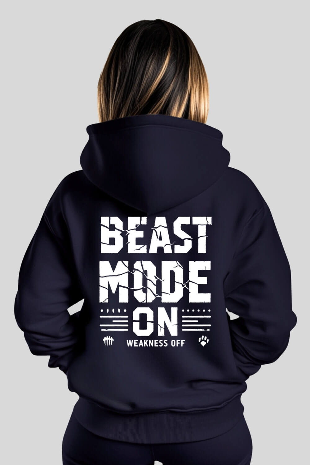 Back Weakness Off Oversize Hoodie Navy für Männer und Frauen