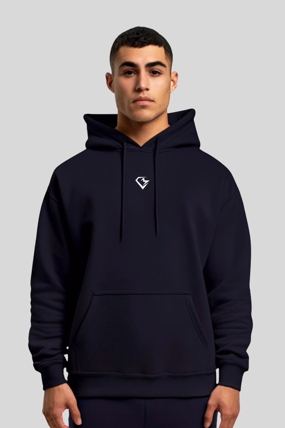 Frontansicht Weakness Off Oversize Hoodie Navy für Männer und Frauen