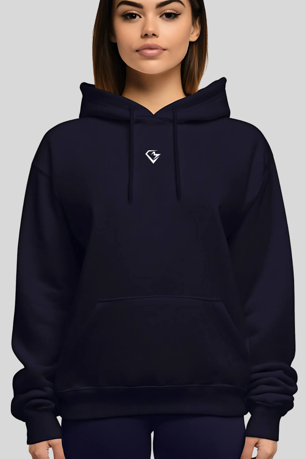 Front Weakness Off Oversize Hoodie Navy für Männer und Frauen