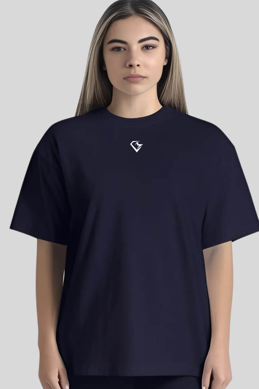 Front Weakness Off Oversize T-Shirt Navy für Männer und Frauen