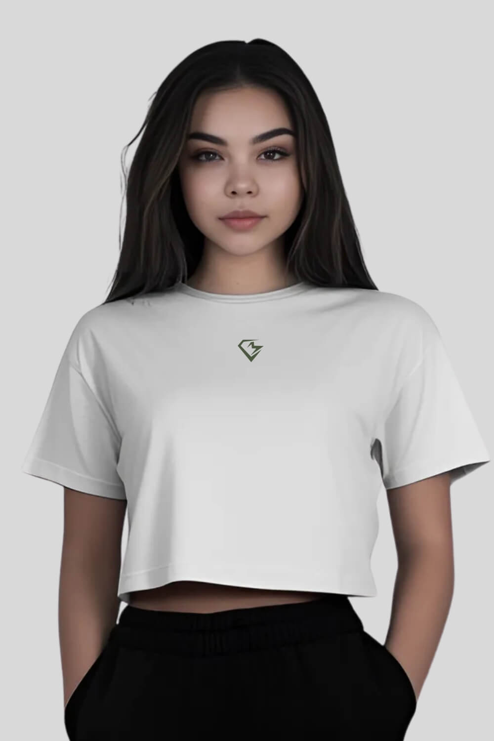 Frontansicht Weakness Off Oversize Crop Top White für Frauen